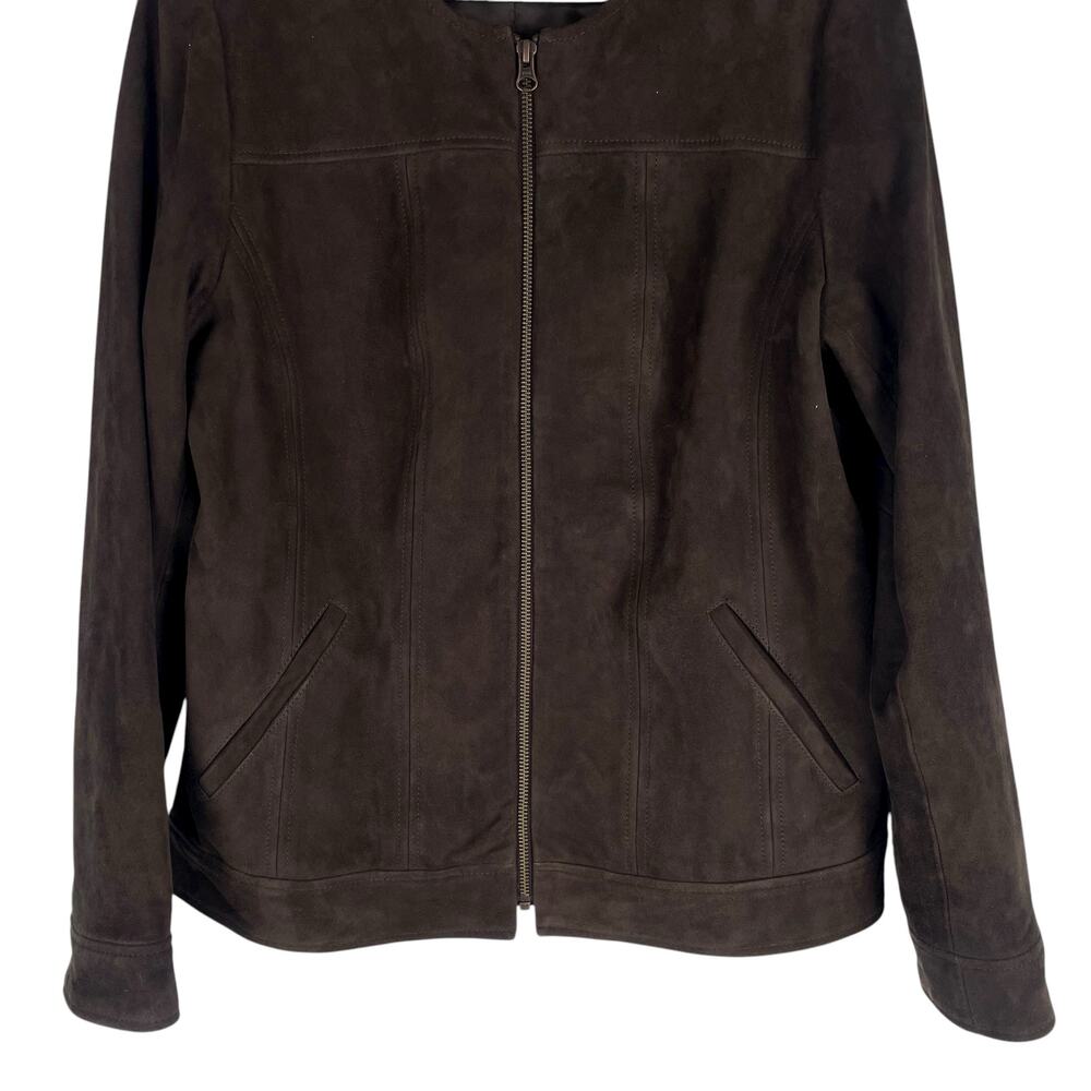 J. Jill Genuine Suede Leather Zip Jacket Walnut Brown Size S - Picture 5 of 11